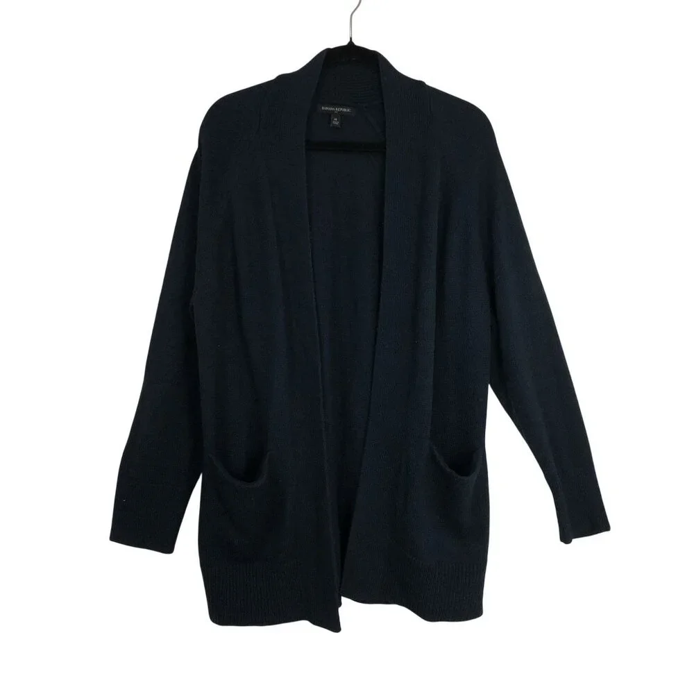 Banana Republic Cardigan Sweater Open Front Navy Blue Size M Womens